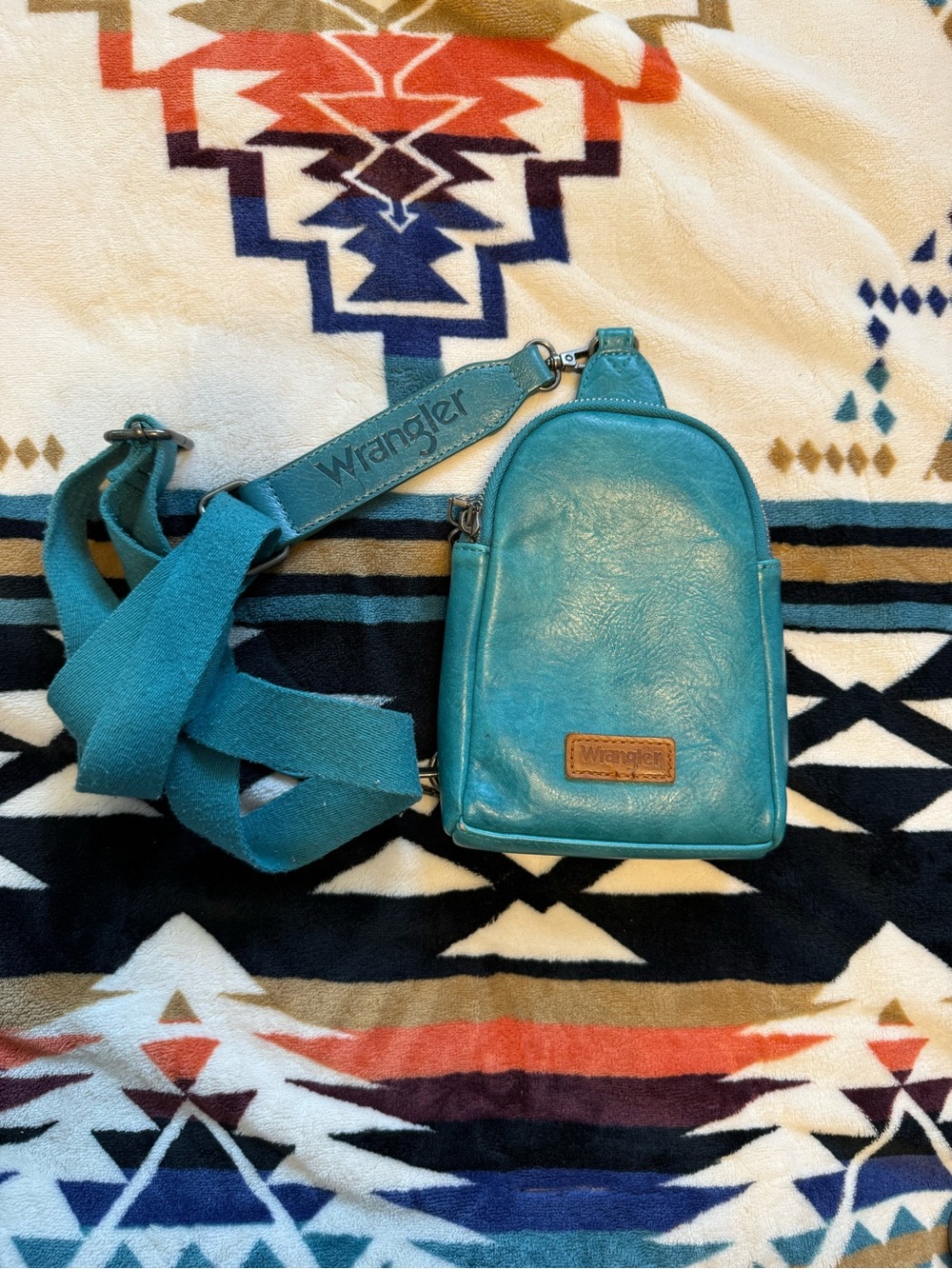 Wrangler Teal Crossbody Sling Bag with Branded Strap